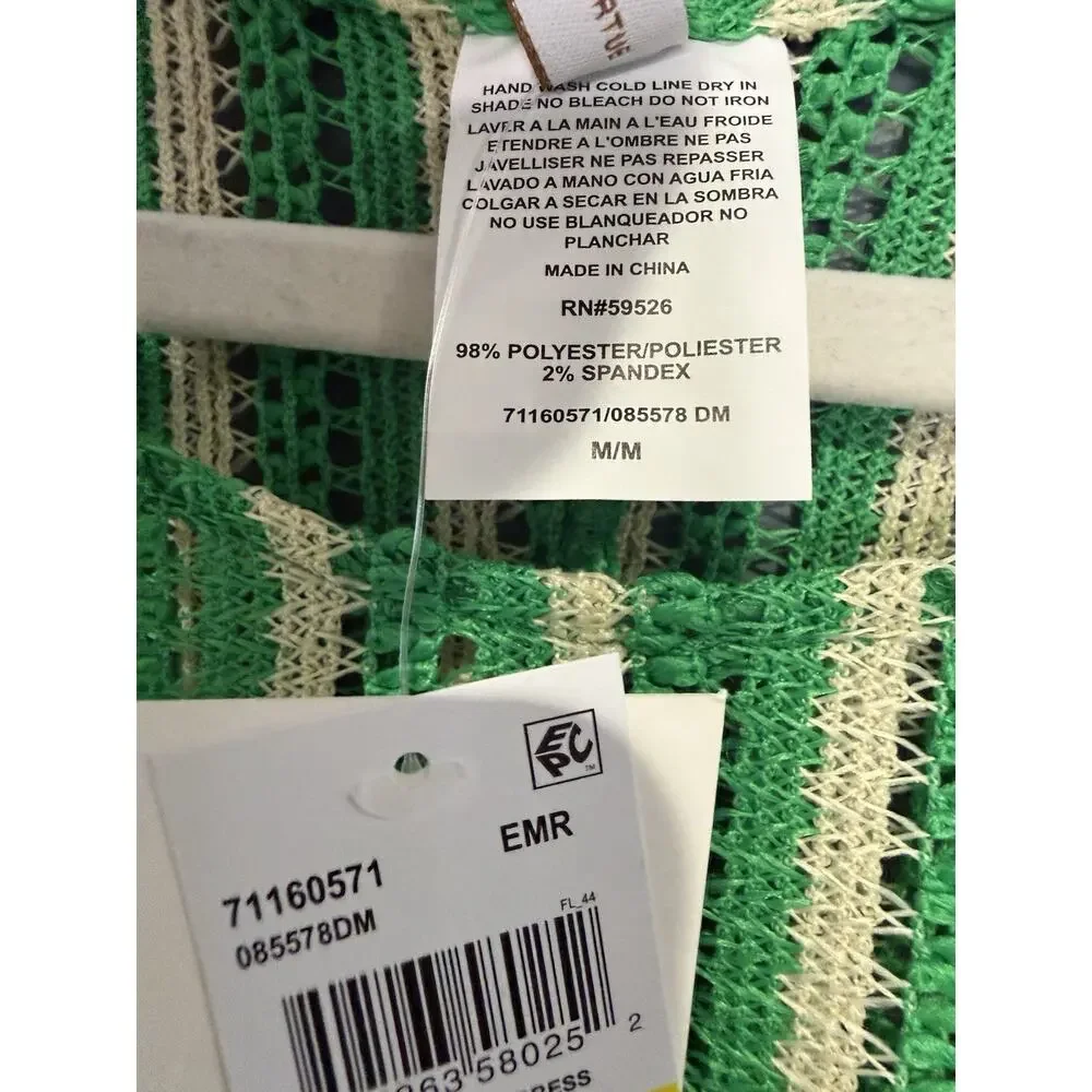 NWT Becca Crochet Retro Cabo Scoop Neck Dress Swim Cover-Up Bright Green Size M